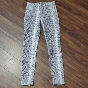 Hudson Jeans Snake Print Skinny Jeans - Gray and White